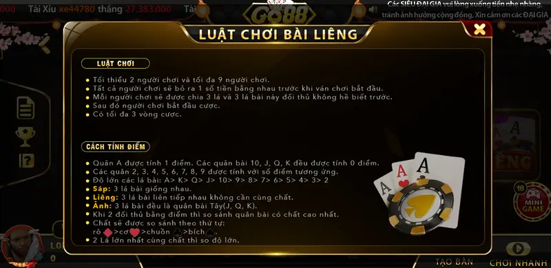 lieng go88 live 2 luat-choi-game-bai-lieng-go88
